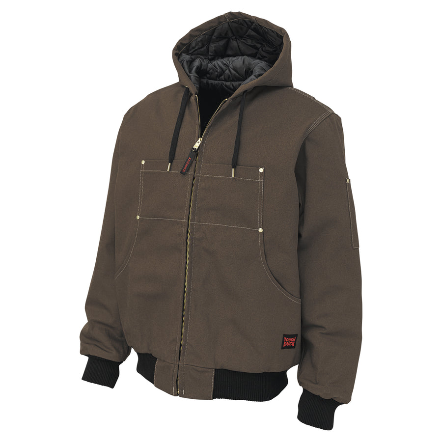 Hooded Moto Jacket - Dark Brown