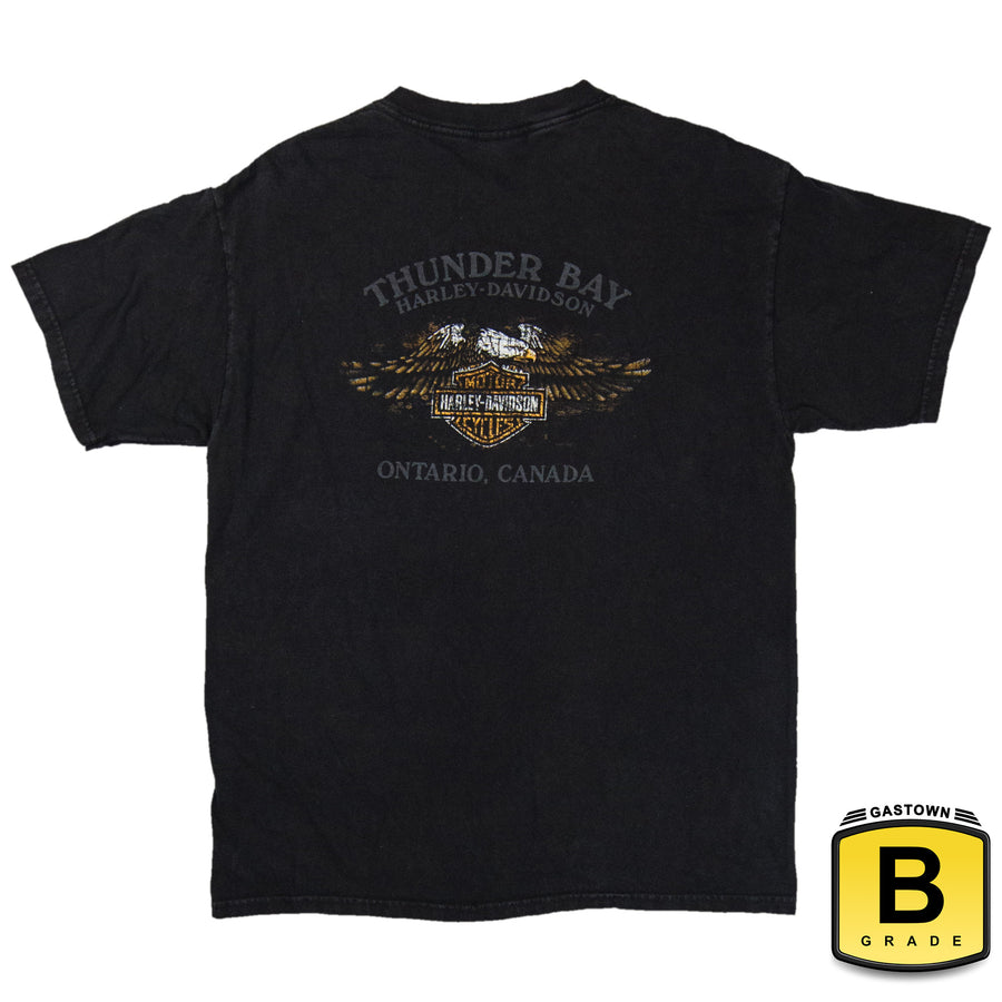 Harley Davidson Vintage T-Shirt - Eagle Thunder Bay Ontario Harley - Black