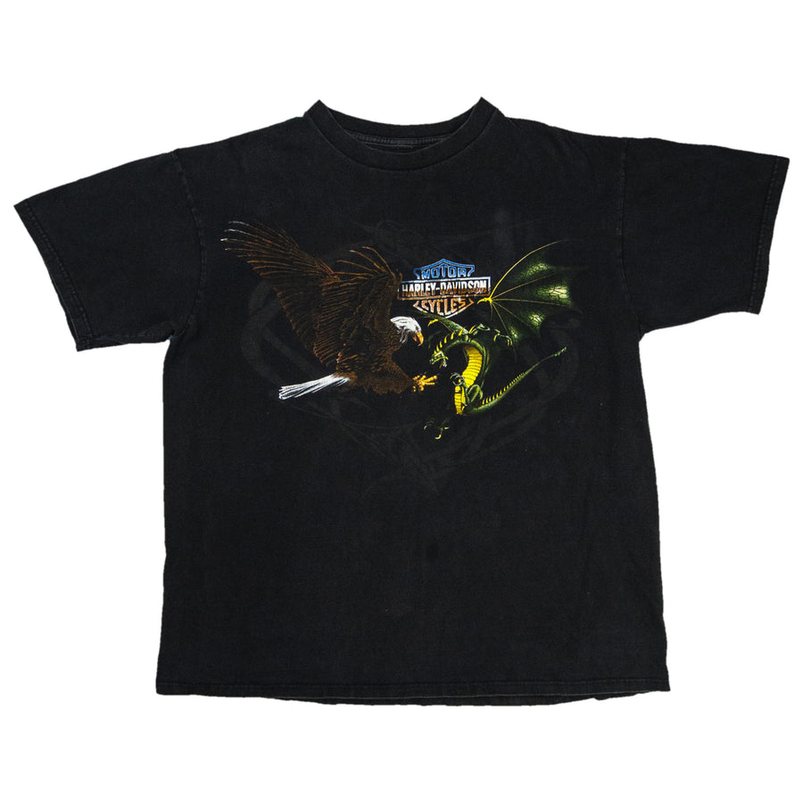 Harley Davidson Vintage T-Shirt - Eagle VS Dragon Twin Cities Blaine Minnesota Harley - Black