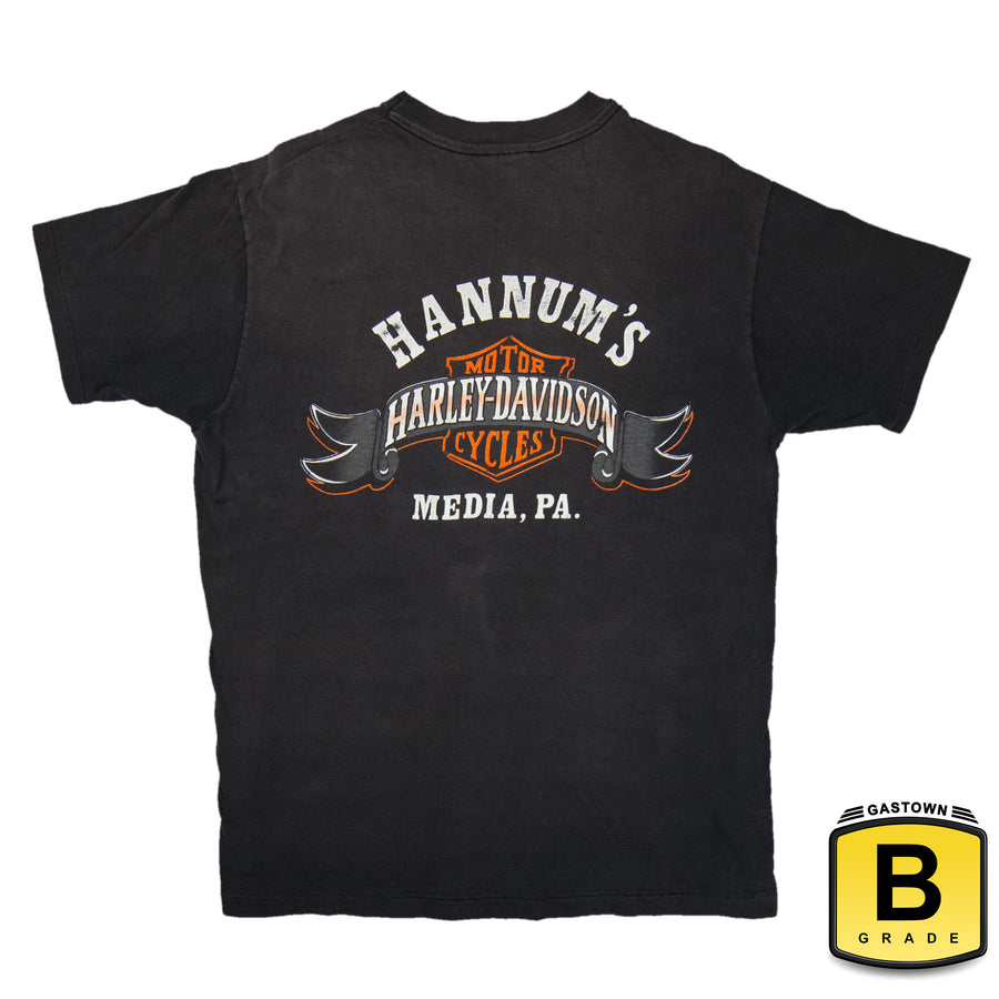 Harley Davidson Vintage T-Shirt - History of America's Motorcycle Hannum's Harley Media PA - Black