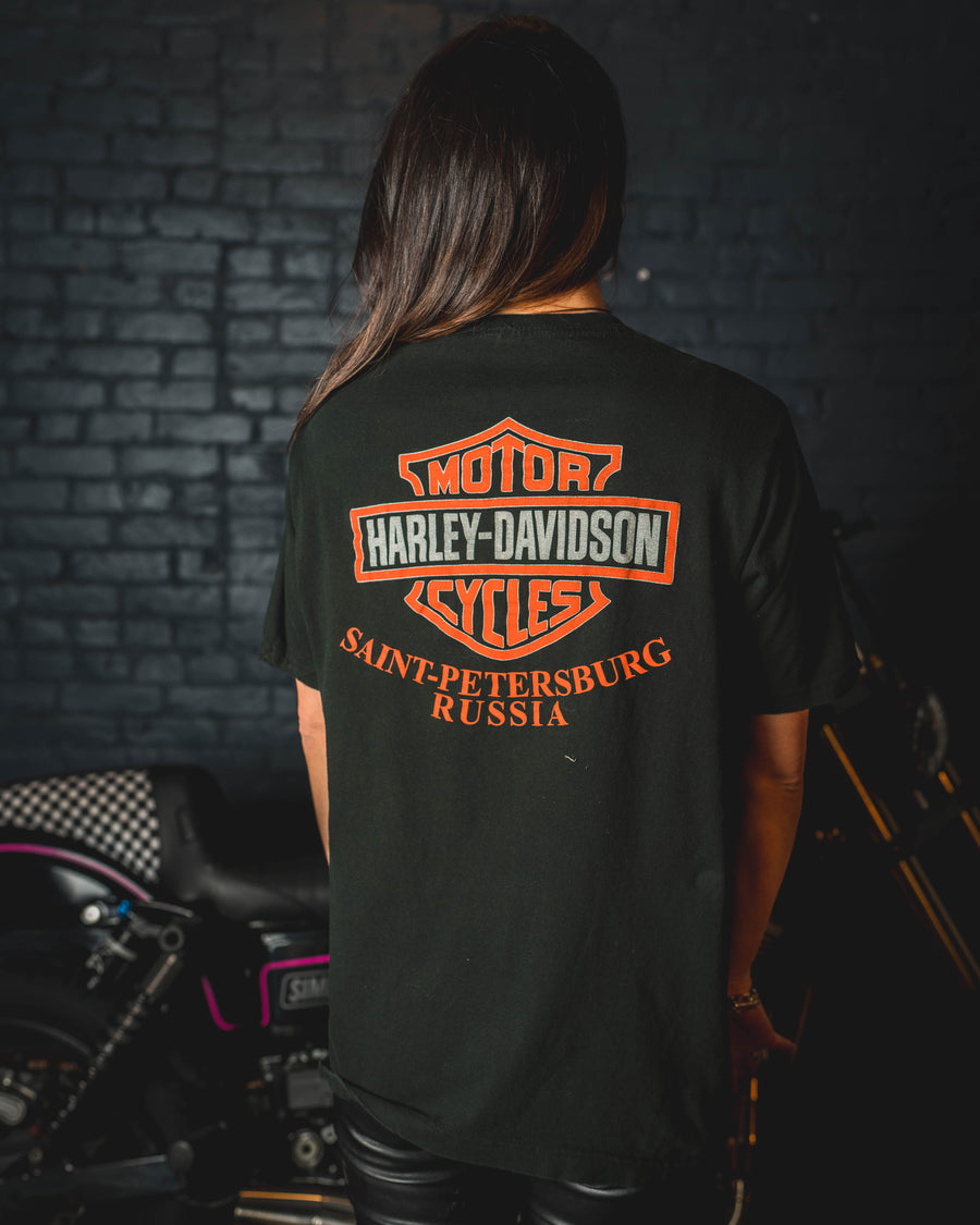 Harley Davidson Vintage T-Shirt - Saint Petersburg Harley Russia - Black