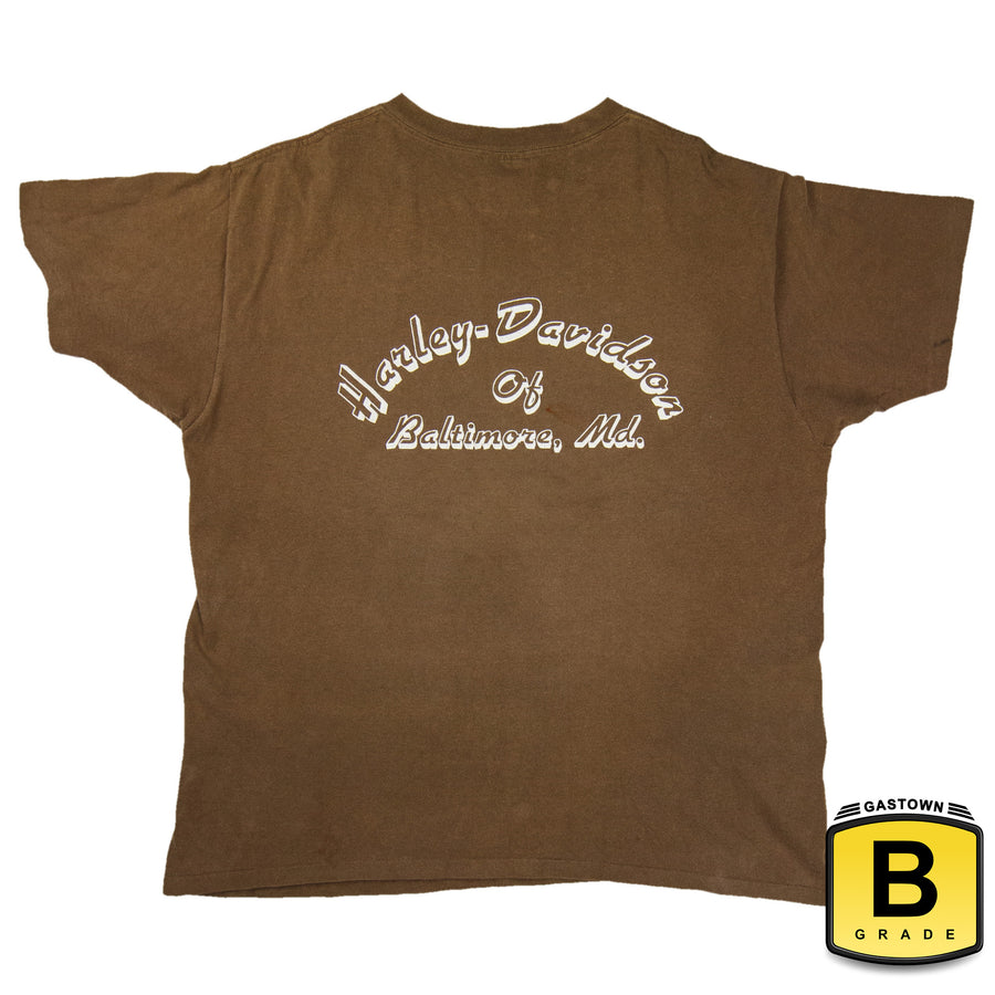 Harley Davidson Vintage T-Shirt - Worlds Finest Harley Baltimore Maryland - Brown