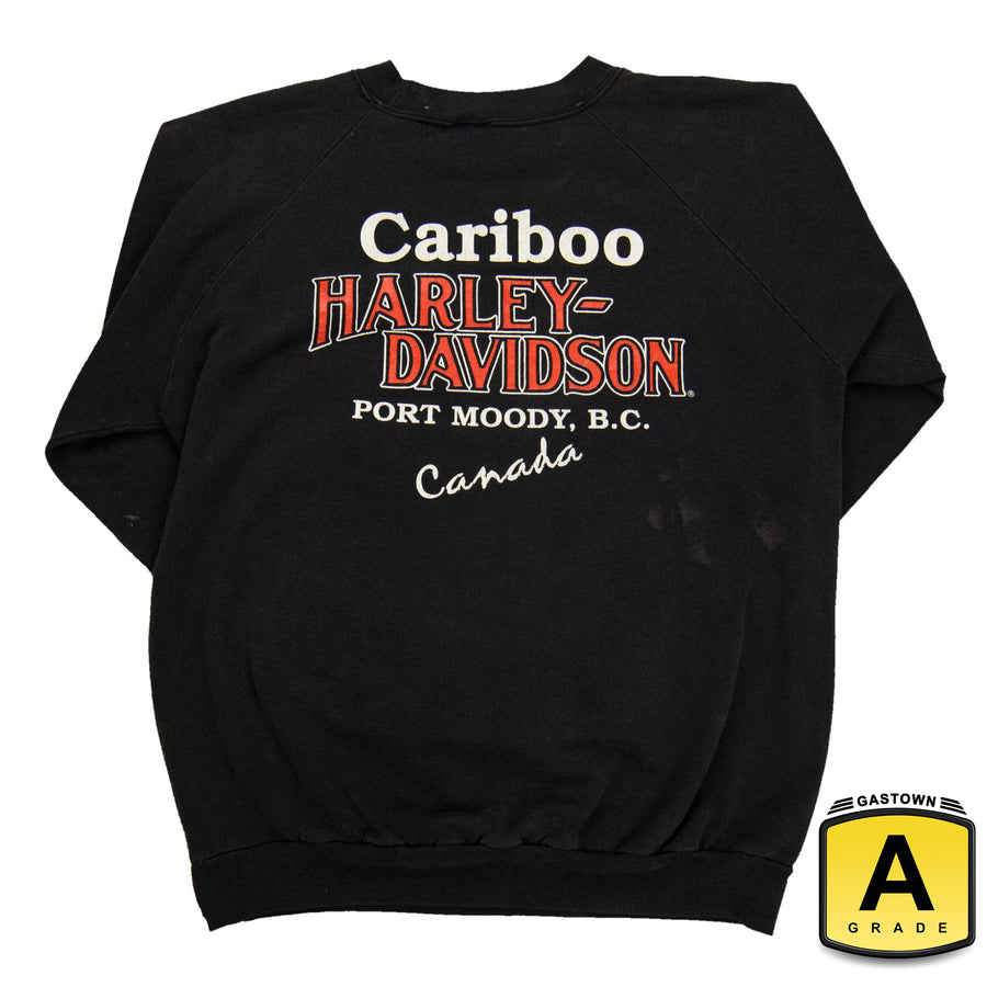 Harley Davidson Vintage Sweatshirt- Legend Speaks in Thunder, Cariboo Harley Port Moody - Black