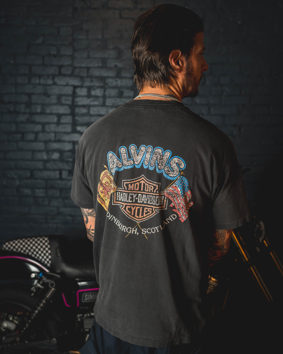 Harley Davidson Vintage T-Shirt - Alvins Harley Edinburgh - Black