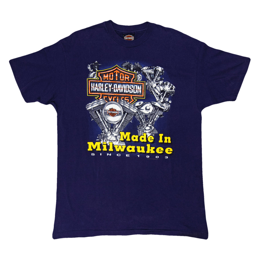 Harley Davidson Vintage T-Shirt - Milwaukee Engine Plant Tour - Navy