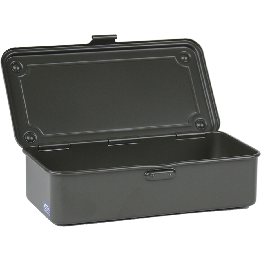 Toyo Steel T-190 Moss Green. Open view revealing the interior of the matte moss green steel box, designed for efficient organization and easy access. 0.4kg.