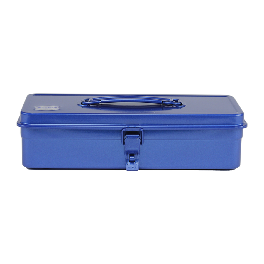 Toyo Steel T-320 Blue. Compact matte blue steel toolbox featuring a seamless design and round handle, ideal for secure and organized storage. 1.0kg.