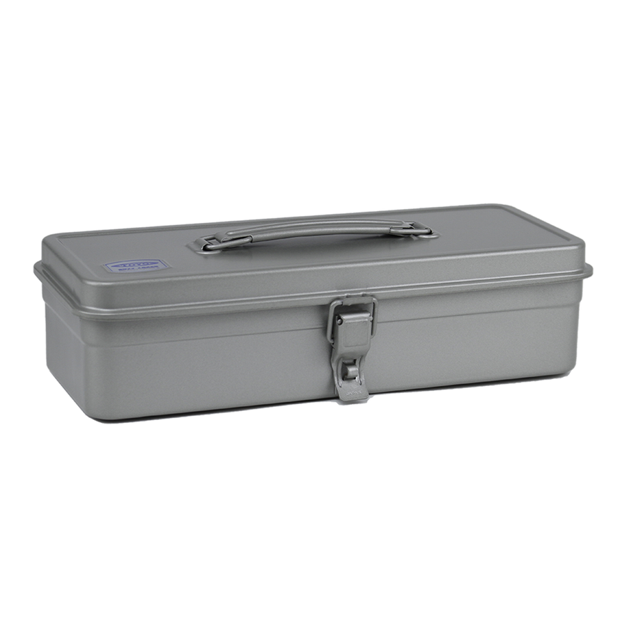 Toyo Steel T-320 Silver. Sleek matte silver toolbox with a round handle and cylinder lock, designed for durability and practical use. 1.0kg.