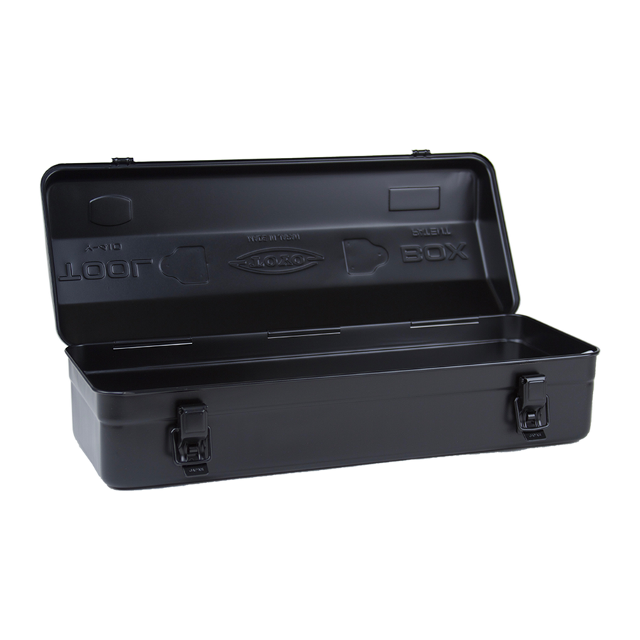 Toyo Steel Y-410 Camber Top Black. Open lid reveals a spacious interior with a glossy black steel finish, including a round handle and camber-top design. 1.5kg.